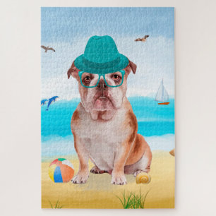 Puzzle Bouledogue anglais sur la plage