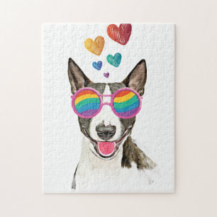 Puzzle Bouledogue avec des cœurs pour la Saint-Valentin