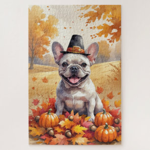 Puzzle Bouledogue français dans l'art de feuilles d'autom