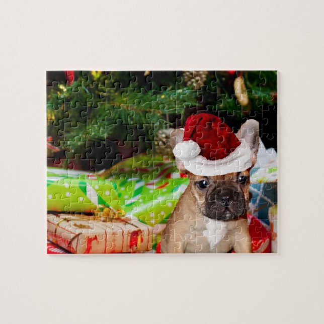 Puzzle Bouledogue français de Noël (Horizontal)