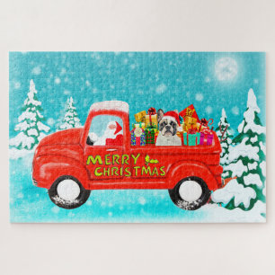 Puzzle Bouledogue français Noël camion de livraison de Sa