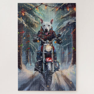 Puzzle Bouledogue Terrier à moto Noël