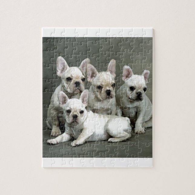 Puzzle Bouledogues français blancs adorables (Vertical)