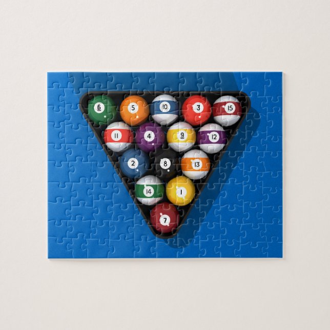 Puzzle : Boules de billard sur Blue Felt (Horizontal)