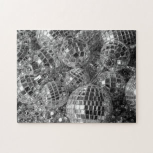 Puzzle Boules Disco Ornements Glam noir et blanc Photo