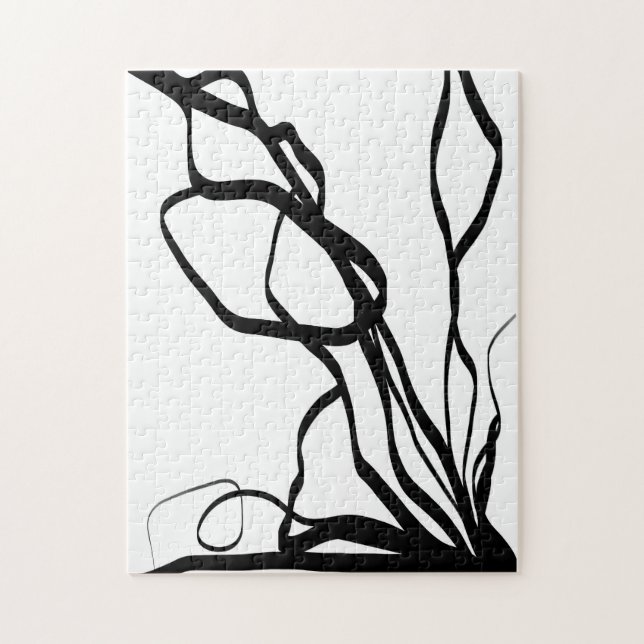 Puzzle Bouquet Blanc : Abstrait blanc & noir (Vertical)