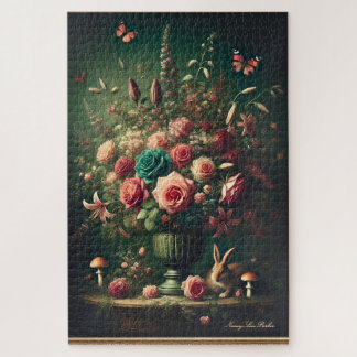 Puzzle Bouquet de champignon de lapin floral foncé