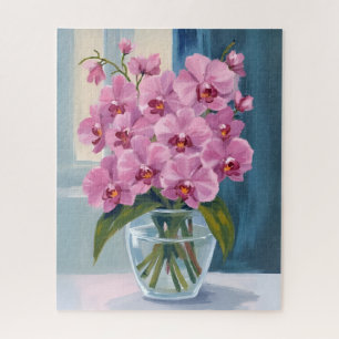Puzzle Bouquet de fleurs d'orchidée rose aquarelle