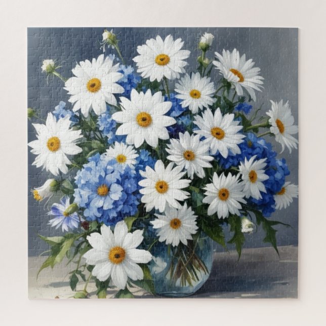 Puzzle Bouquet de fleurs Élégantes marguerites Aquarelle (Vertical)