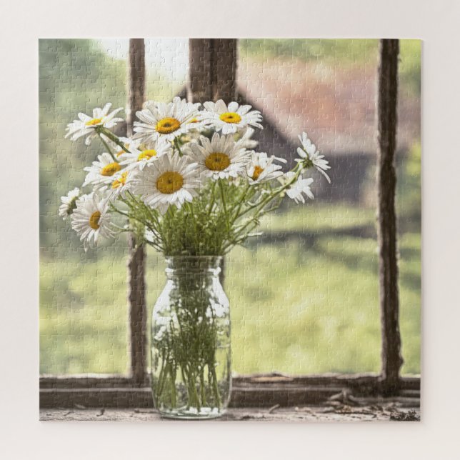 Puzzle Bouquet de la marguerite dans la fenêtre (Vertical)
