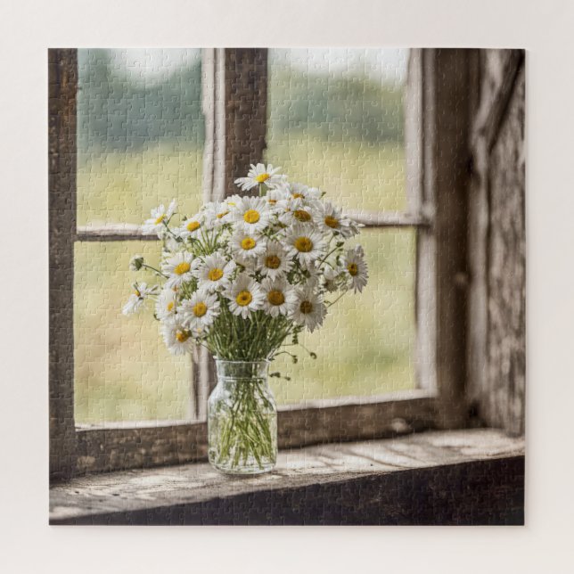 Puzzle Bouquet de la marguerite dans la fenêtre (Vertical)
