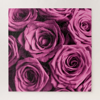 Puzzle Bouquet de roses violets, fleurs fleuris arrière -