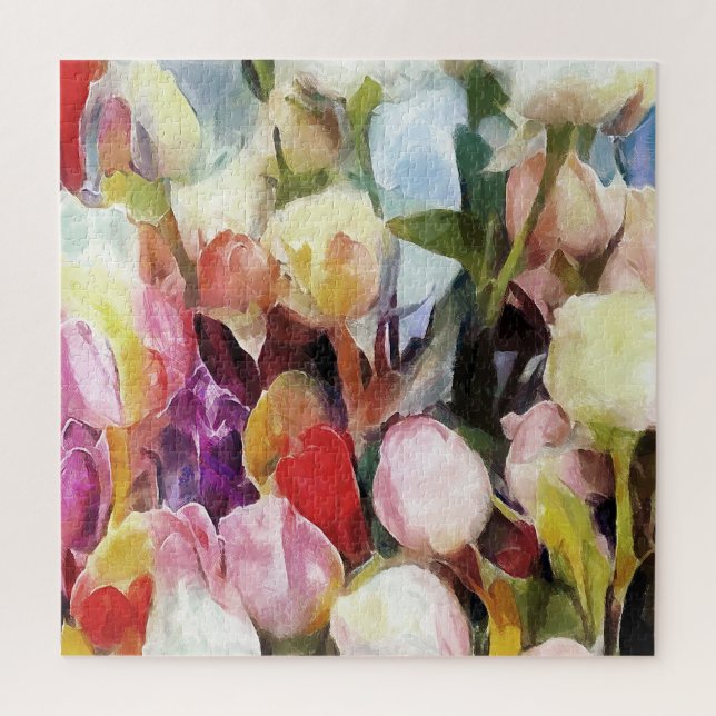 Puzzle Bouquet de tulipes Roses modernes : peinture à l'h (Vertical)