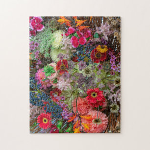Puzzle Bouquet floral automnal riche avec Gerberas et Bai
