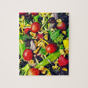 Puzzle Bousculade jetée en l'air de salade et de fruit -