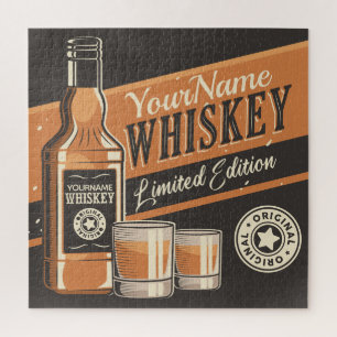 Puzzle Bouteille de whisky personnalisée, bar western