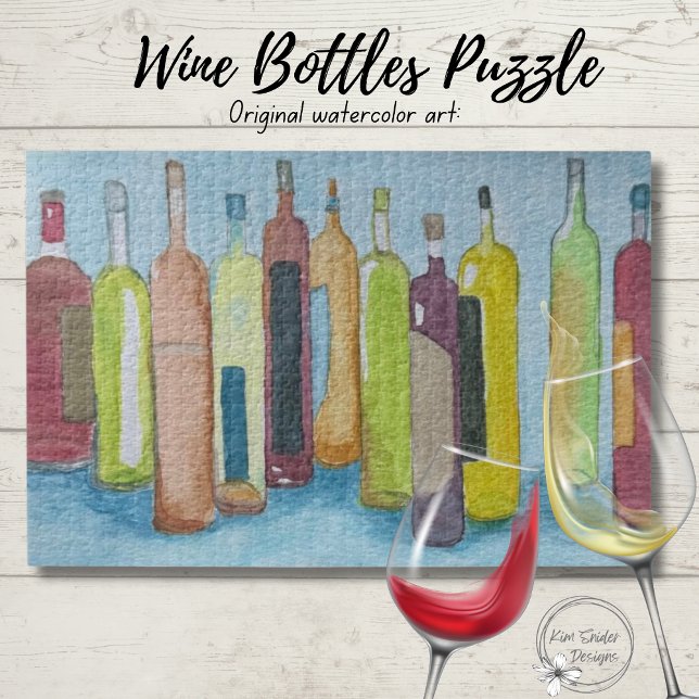 Puzzle Bouteilles de vin en Aquarelle (Créateur téléchargé)