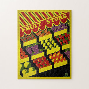 Puzzle Boutique de fruits - Rouge clair Jaune Vintage Pos