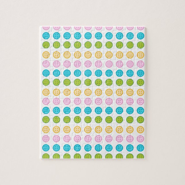 Puzzle Bouton bleu rose jaune motif accessoires tendance (Vertical)
