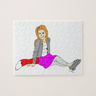 Puzzle bouton de fille rusée