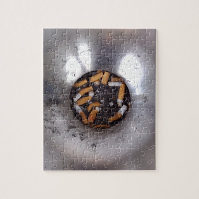 Puzzle Boutons de cigarettes en argent fumeur Ashtray, dr (Vertical)