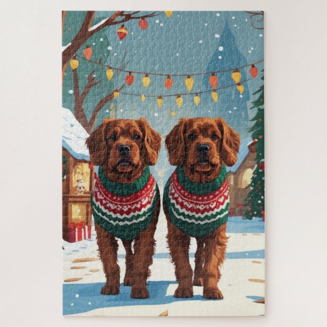 Puzzle Bouviers des Flandres Dogs Christmas Snow Holiday  (Vertical)