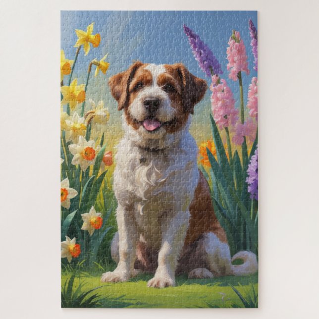 Puzzle Bouviers Des Flandres Fleurs de printemps de chien (Vertical)