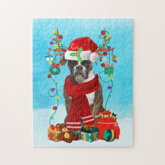Puzzle Boxe dans la neige avec cadeaux de Noël (Vertical)