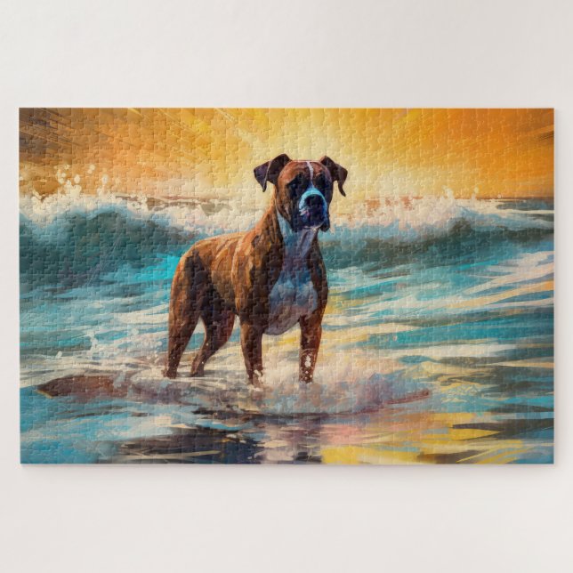Puzzle Boxer Beach Surfing Peinture (Horizontal)