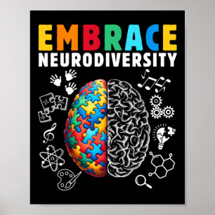 Puzzle Brain Autism Asd Adhd Mom Kids Embrace Neur Poster