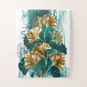 Puzzle Branche avec feuilles dorées Ginko Biloba