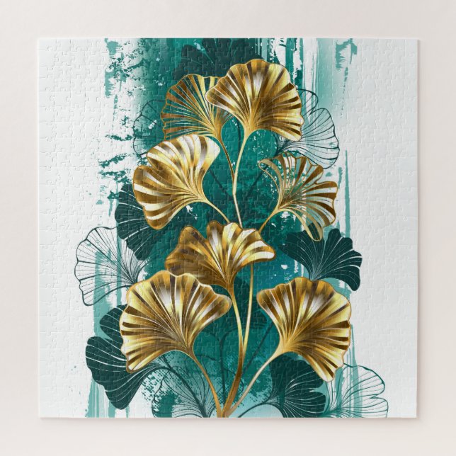 Puzzle Branche de Ginkgo Biloba aux feuilles dorées (Vertical)