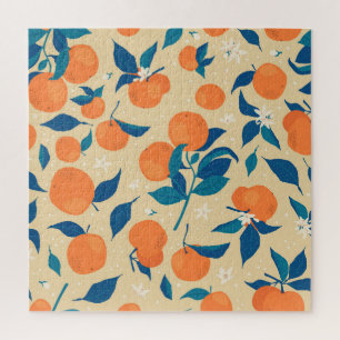 Puzzle Branches Oranges : Motif Arrière - plan beige