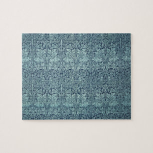 Puzzle Brer Rabbit par William Morris Motif textile bleu