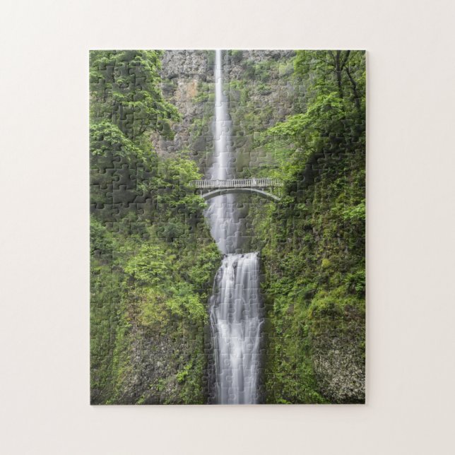 Puzzle Bridge over Waterfall Landscape (Vertical)