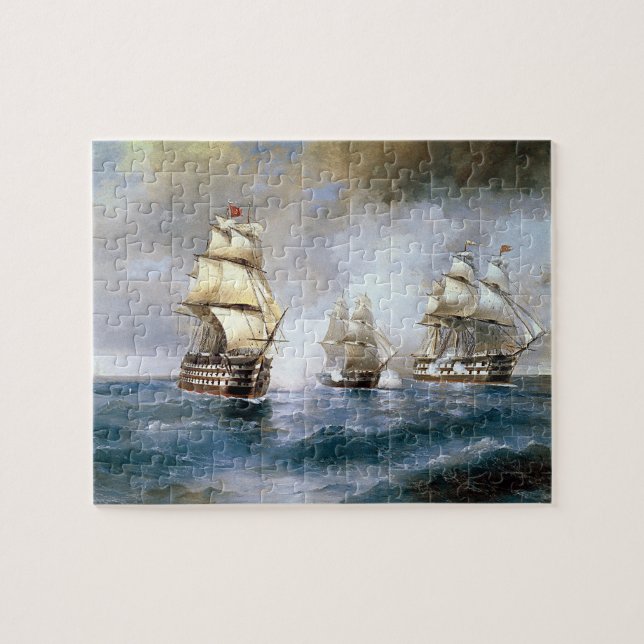 Puzzle Brig Mercury attaqué par deux bateaux turcs (Horizontal)
