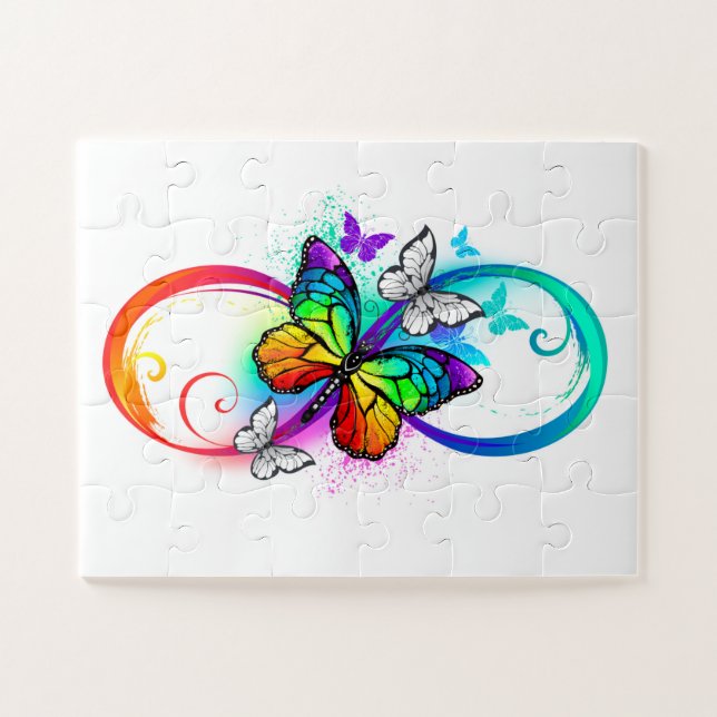 Puzzle Bright infinity with rainbow butterfly (Horizontal)