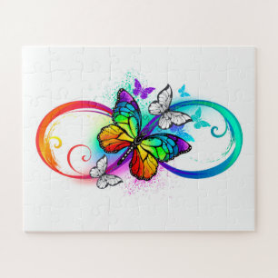 Puzzle Bright infinity with rainbow butterfly