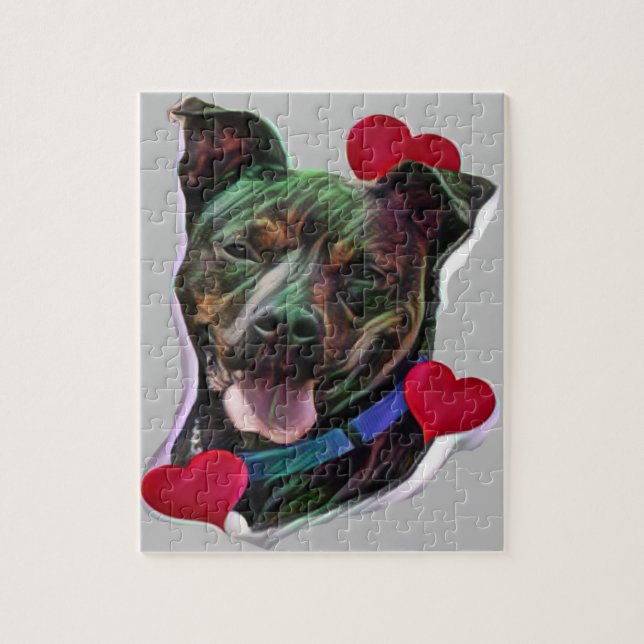 Puzzle Brindle Pit Bull Staffordshire Coeur (Vertical)