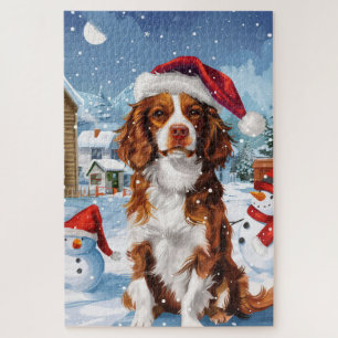 Puzzle Brittany Spaniel Chien Noël Paysage Hivernal de No