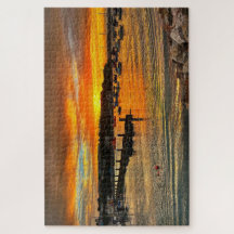 Brixham Twilight : Coucher de soleil enflammé et c