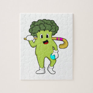 Puzzle Broccoli à Hockey avec chauve-souris de hockey