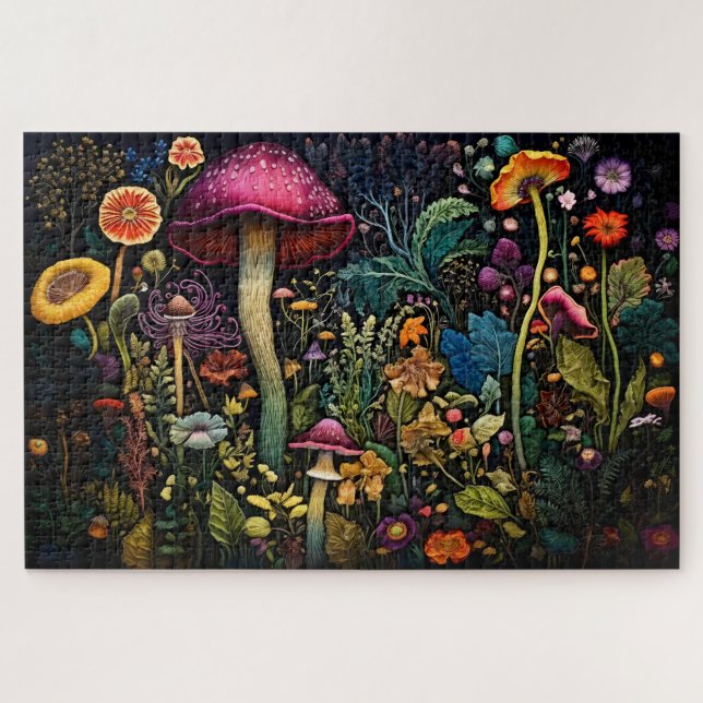 Puzzle brodé de champignons sauvages (Horizontal)