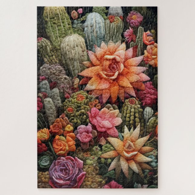 Puzzle Broderie du jardin de Cactus (Vertical)