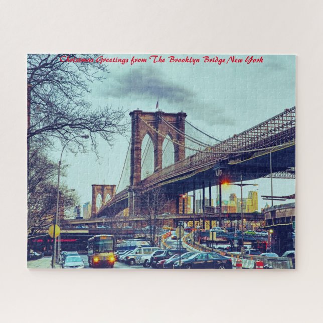 Puzzle Brooklyn Bridge New York.voeux de Noël (Horizontal)