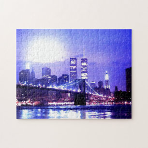 Puzzle Brooklyn Bridge Water Color Digital ıllustration