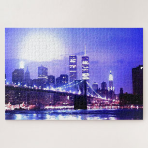 Puzzle Brooklyn Bridge Water Color Digital ıllustration
