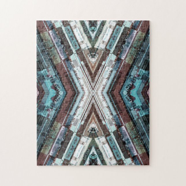 Puzzle Brown and Blue Kaleidoscope (Vertical)