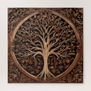 Puzzle Brown Carved Australian Waratah Tree Print,