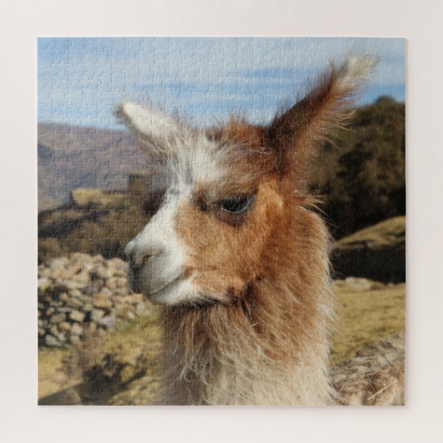 Puzzle Brown Llama gros profil visage - Cusco Pérou (Vertical)